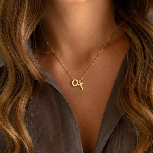 Initial Cross Necklace — detail