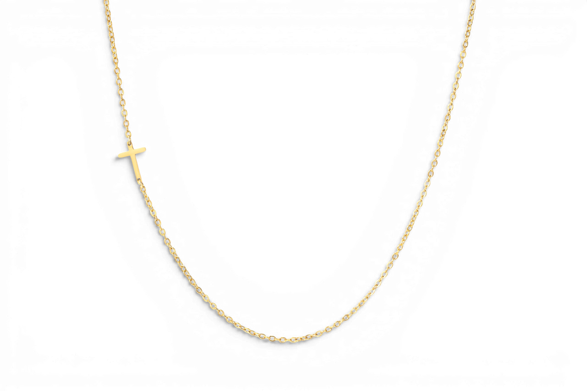 Sideways Cross Necklace — detail