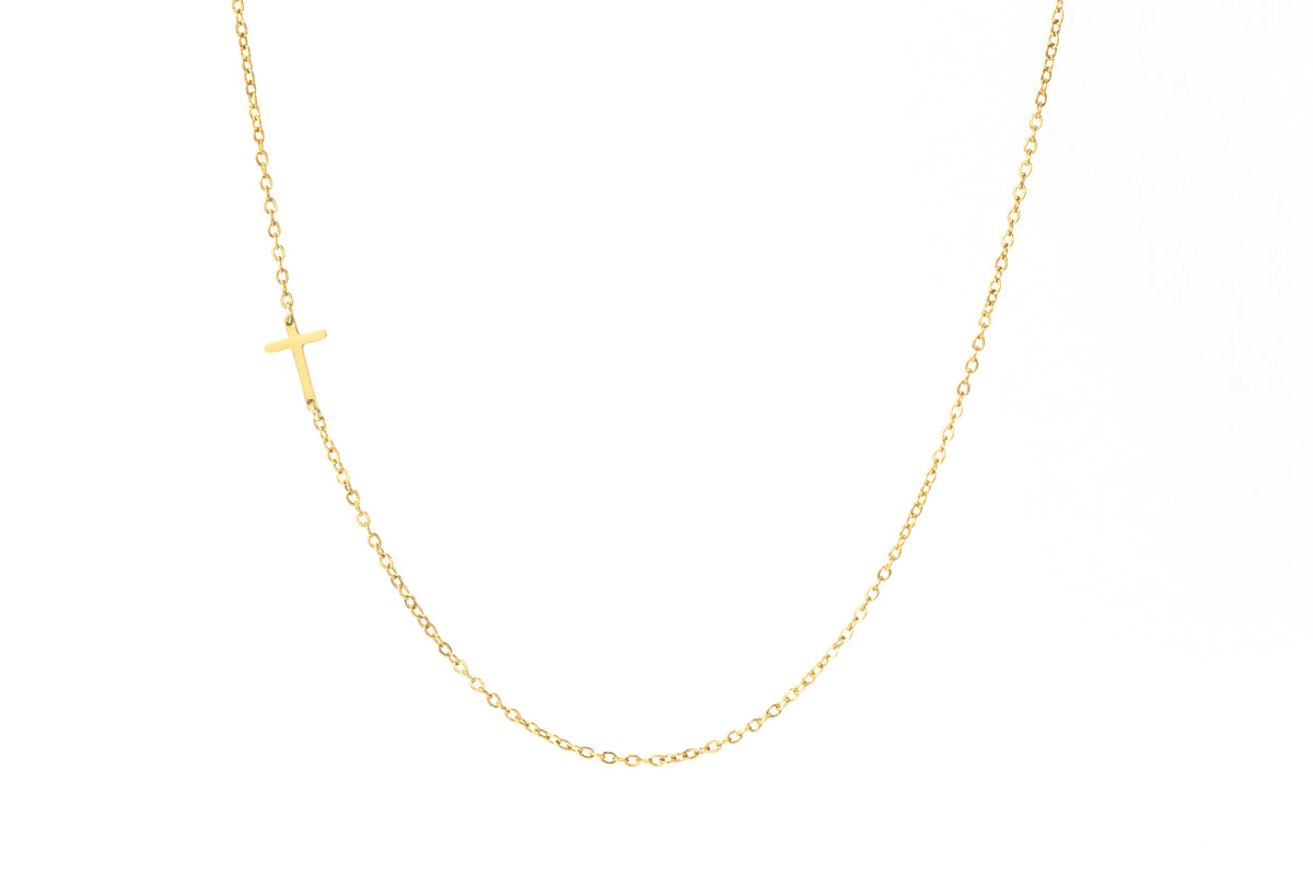 Sideways Cross Necklace — detail