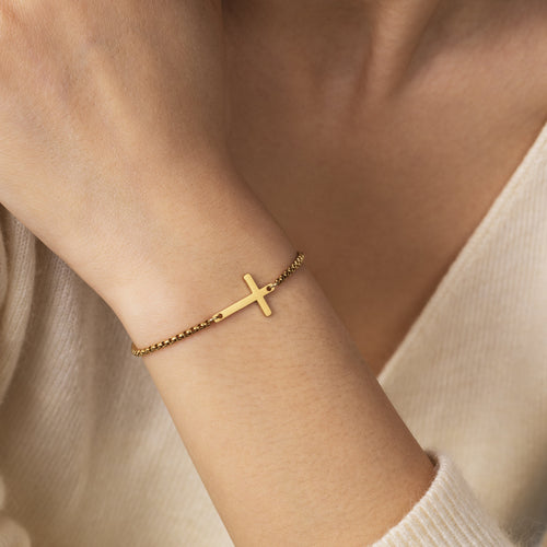 Sideways Cross Bracelet — worn