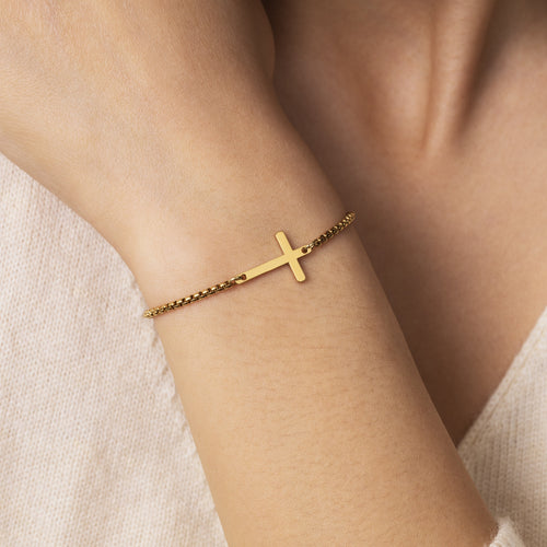 Sideways Cross Bracelet — worn