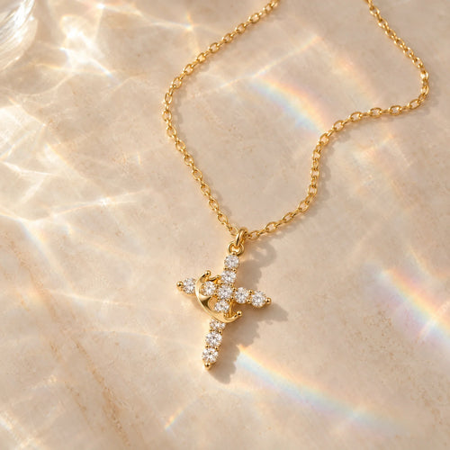 Crown Cross Necklace — detail