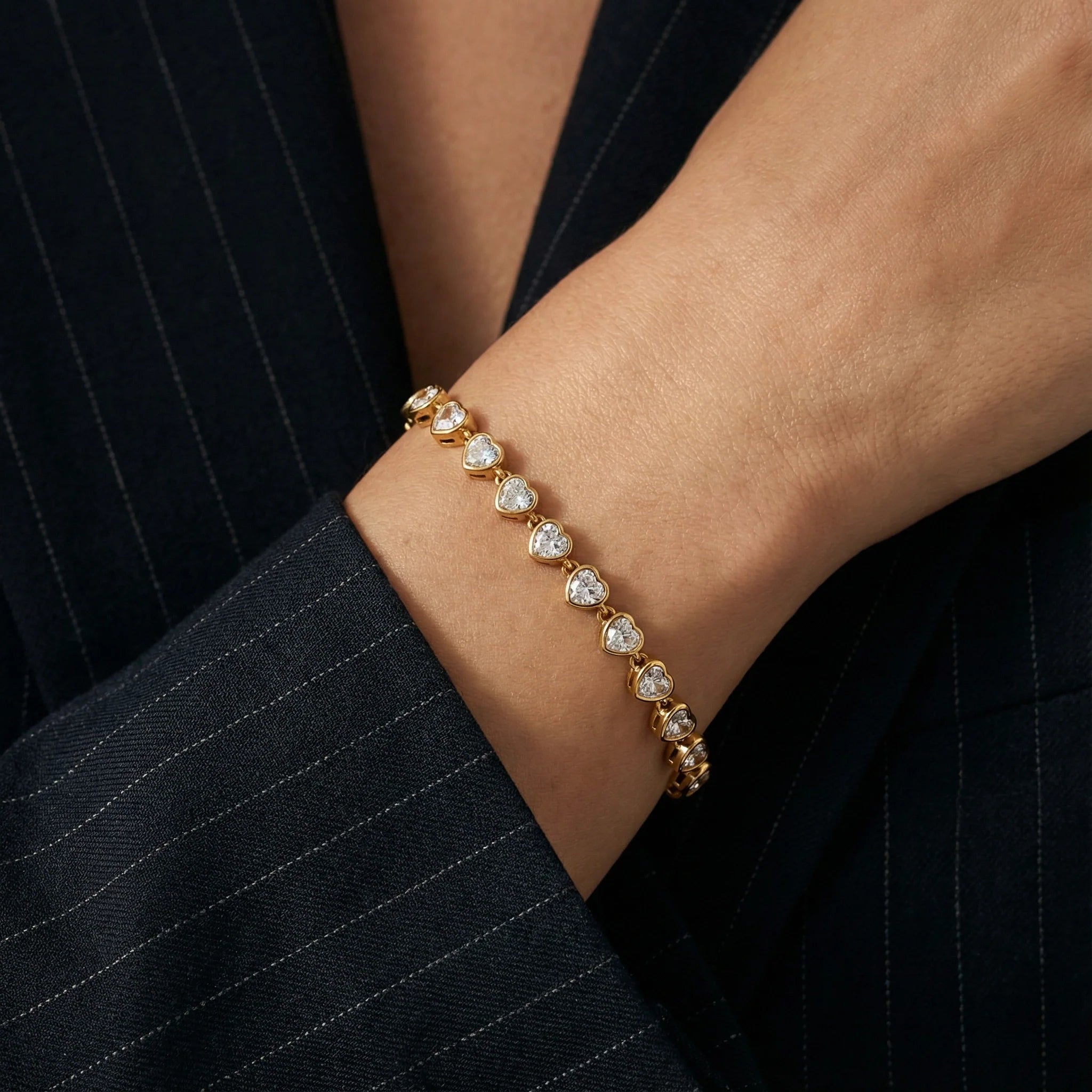 Riviere Heart Bracelet — worn
