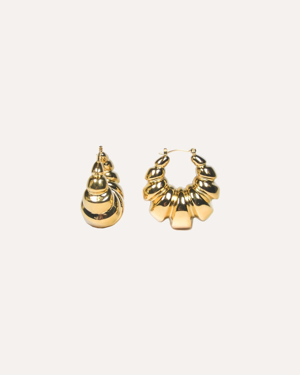 Croissant Earrings — studio shot on light grey