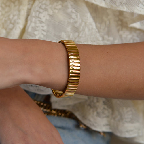 Slim Ribbed Bracelet — worn