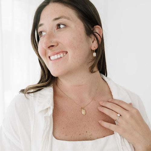 Dainty Miraculous Medal Necklace — worn
