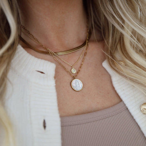 Our Lady of Guadalupe Necklace — worn