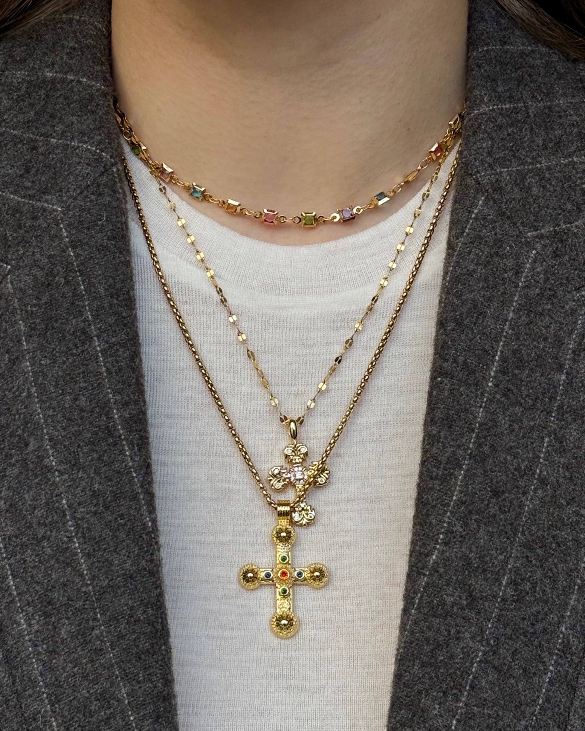 Gothic Cross Necklace — worn