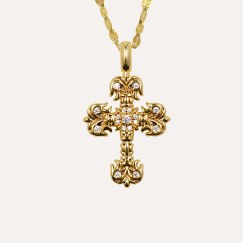 Gothic Cross Necklace — studio shot on light grey