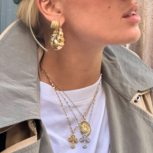Gothic Cross Necklace — worn