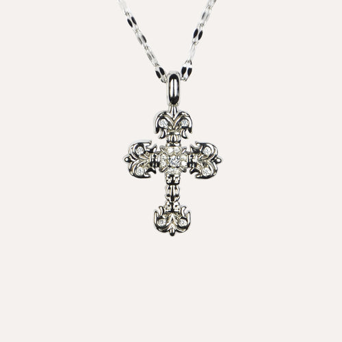 Gothic Cross Necklace — in Silver — studio shot