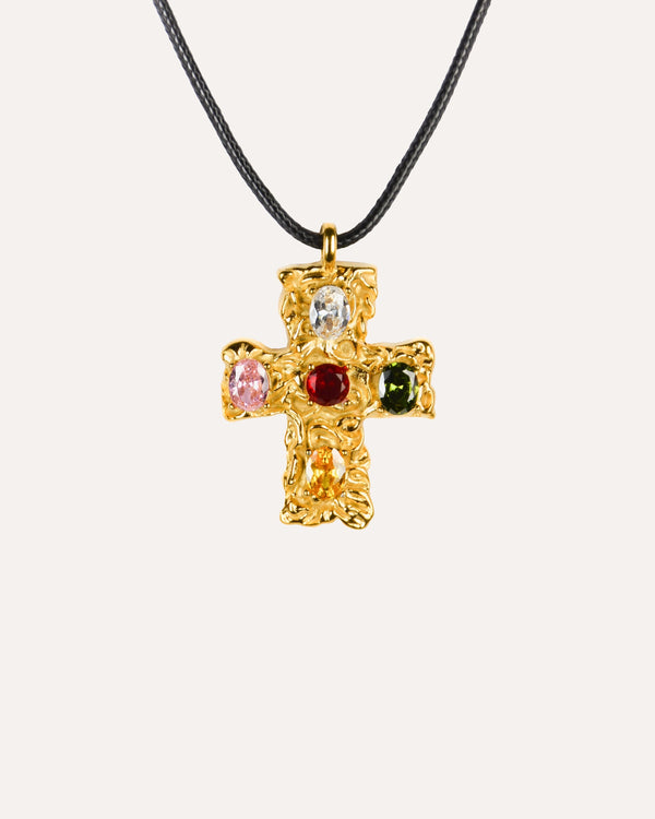 Precious Cross Necklace — studio shot on light grey