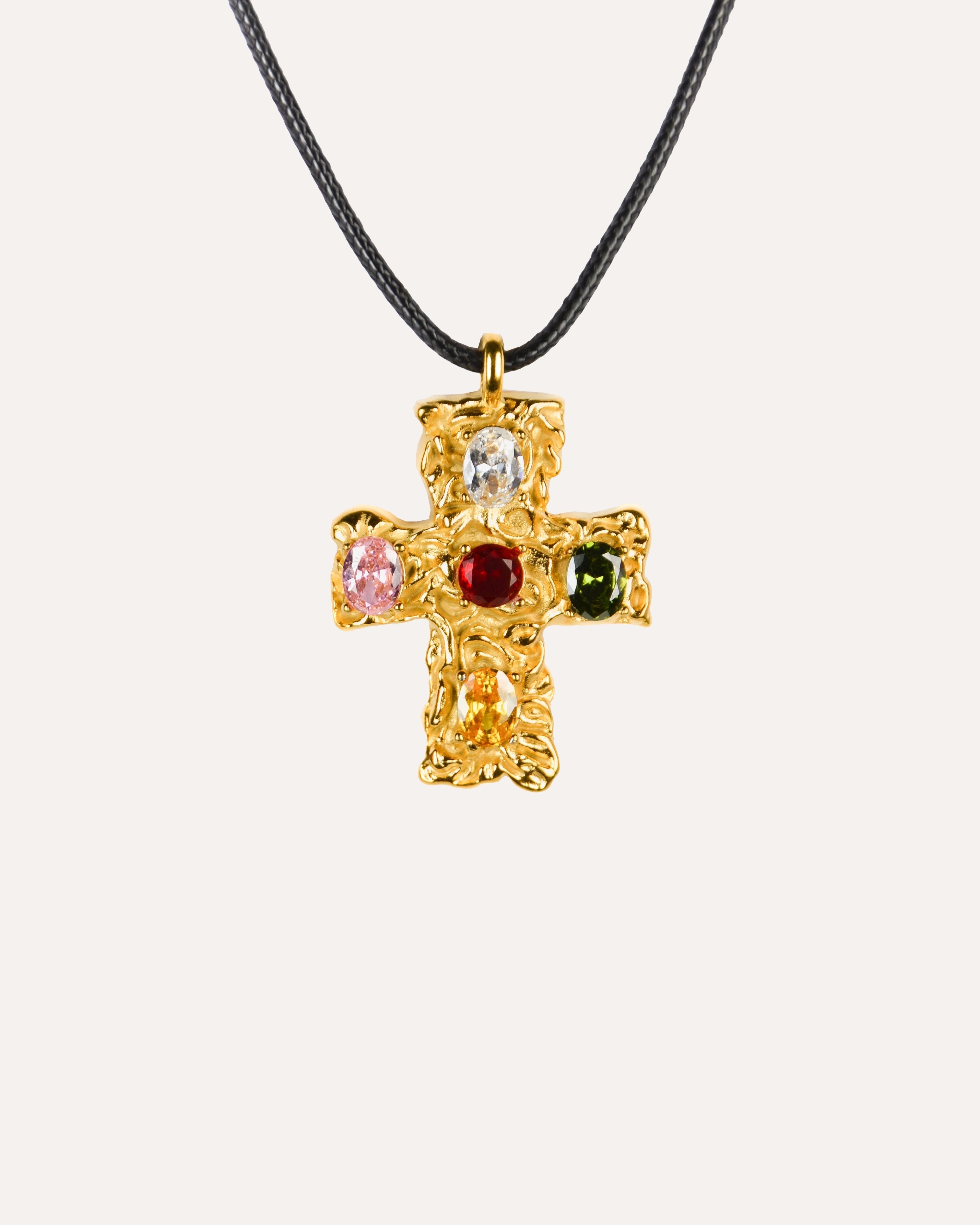 Precious Cross Necklace — studio shot on light grey