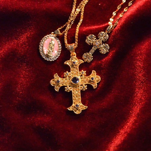 Gothic Cross Necklace — worn