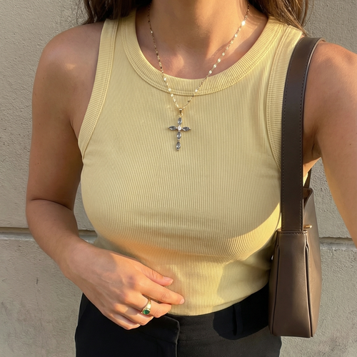 Agathe Necklace in White — worn