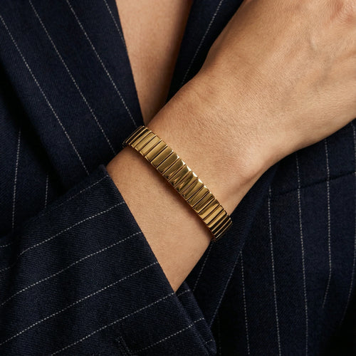 Slim Ribbed Bracelet — worn