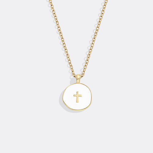 Enamel Cross Necklace — detail