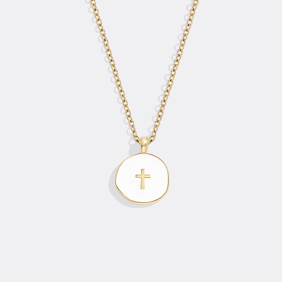 Enamel Cross Necklace — detail