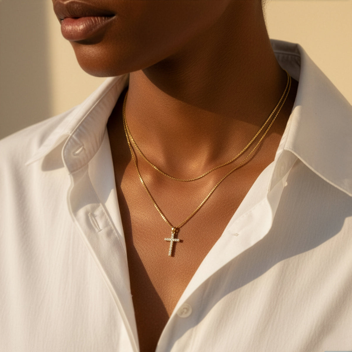 Pavé Cross Layering Set — worn