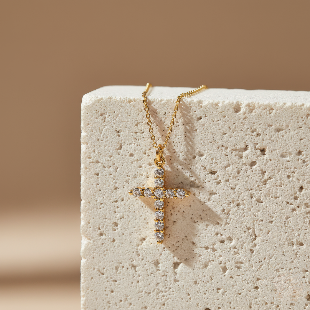 Crystal Cross Necklace — worn