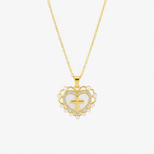 Heart Cross Necklace — detail