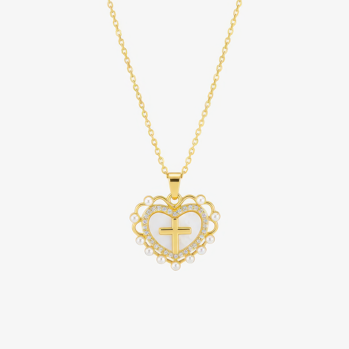 Heart Cross Necklace — detail