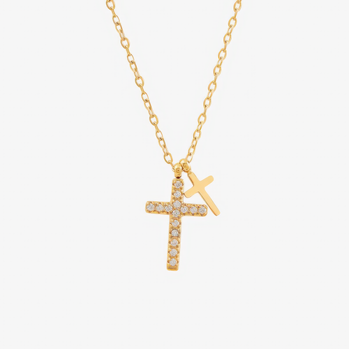 Twin Cross Necklace — detail