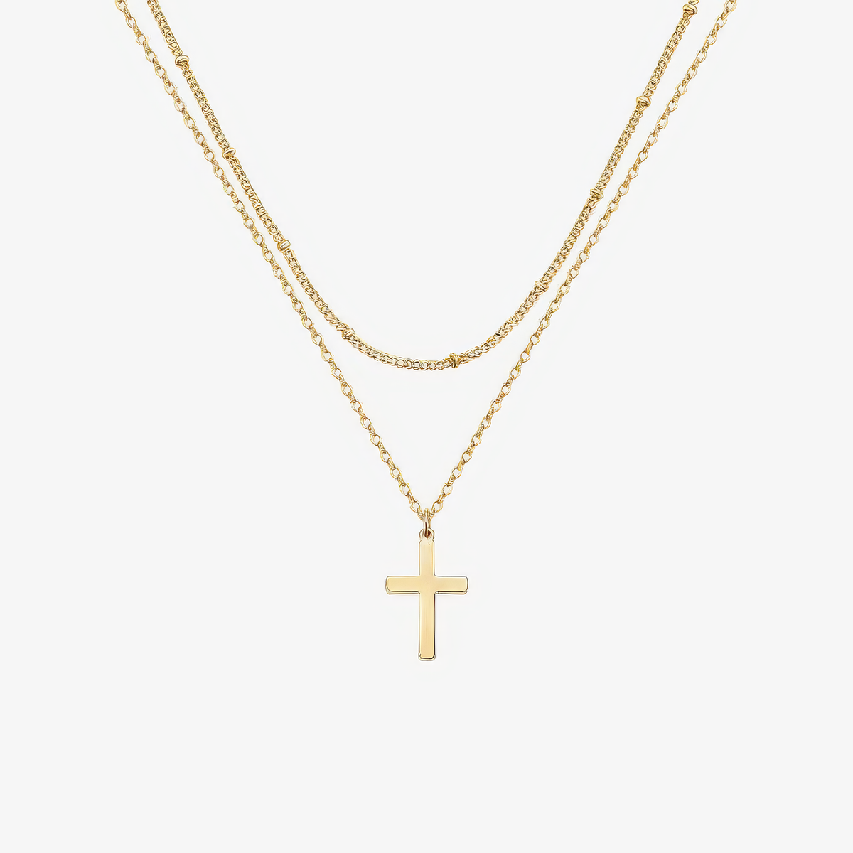 Layered Cross Necklace — detail
