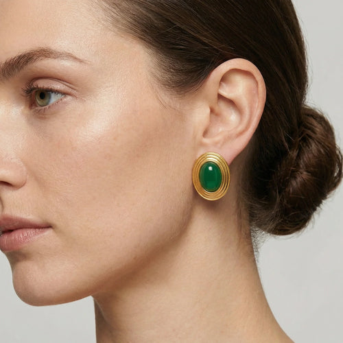 Old Money Earrings in Green — worn