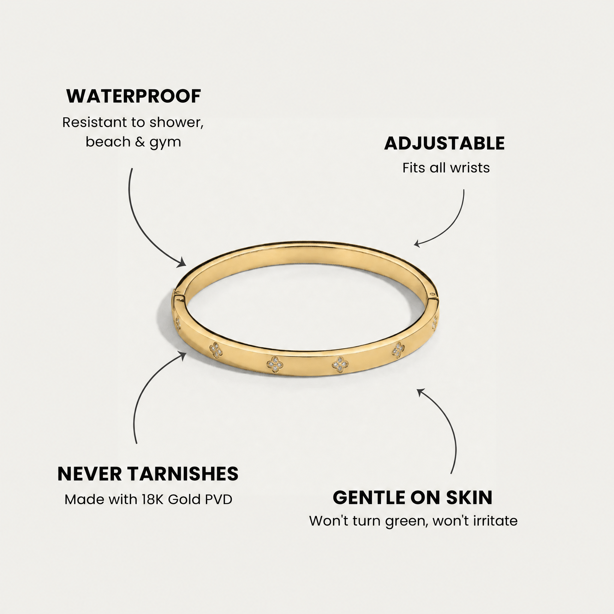 AylaGleam Clover Bracelet gold features