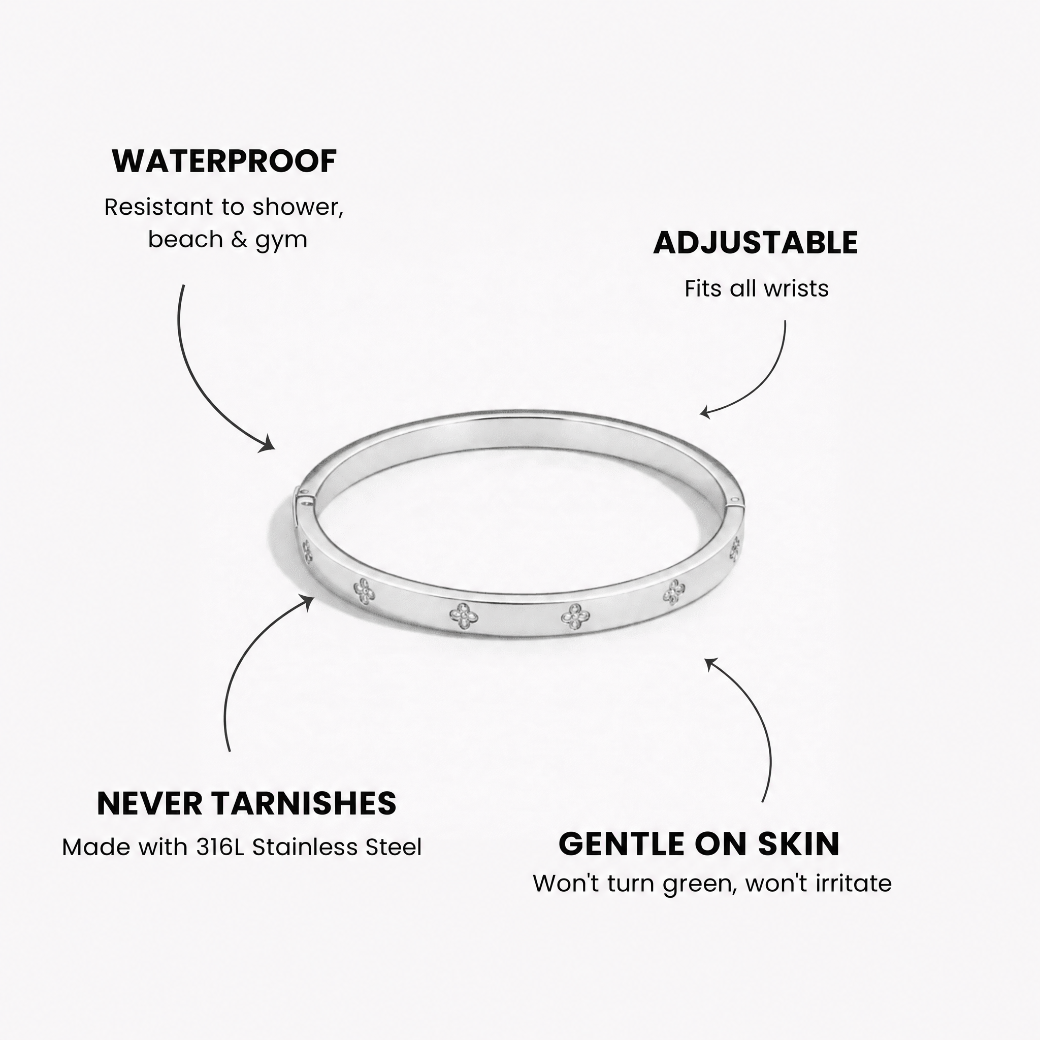 AylaGleam Clover Bracelet silver features