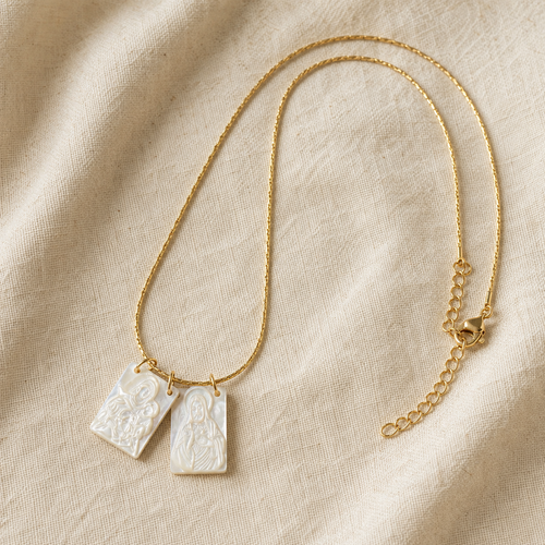 Jesus and Mary Scapular Necklace — detail