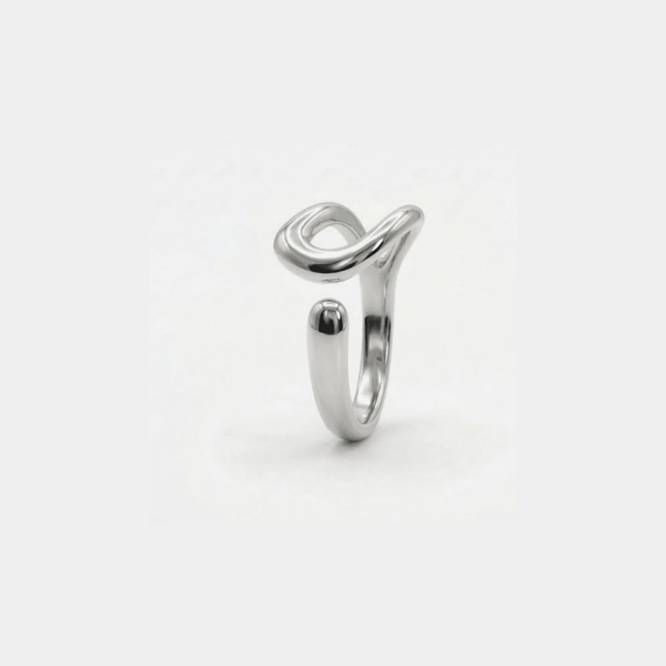 Anillo Ovalado Orgánico en plateado — foto de estudio