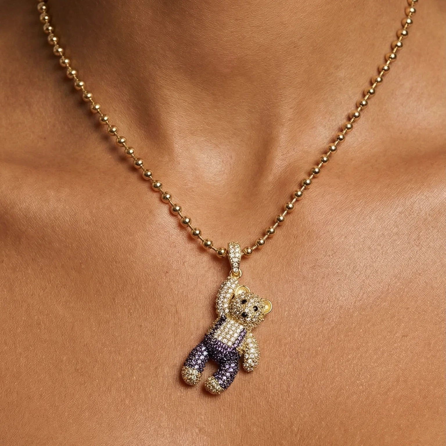 Ralphy the Bear Necklace — worn