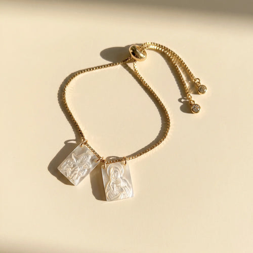 Mother of Pearl Scapular Bracelet — detail