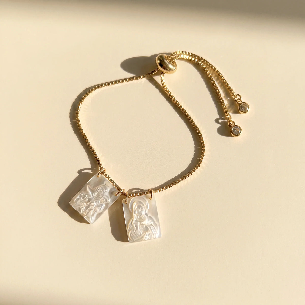 Mother of Pearl Scapular Bracelet — detail